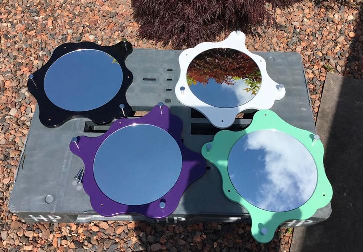 Spiegels gekleurd - 4 stuks, Huis en Inrichting, Woonaccessoires | Spiegels, Zo goed als nieuw, Minder dan 50 cm, Minder dan 100 cm