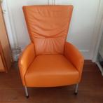 Leren fauteuil oranje, Huis en Inrichting, Fauteuils, Ophalen, Zo goed als nieuw, 50 tot 75 cm, Leer