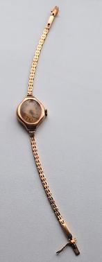 Dames gouden polshorloge met goud band + kast. 0.585, Antiek en Kunst, Ophalen of Verzenden, Goud