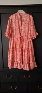 Jurk by Clara maat S/M rood met crème., Maat 38/40 (M), Ophalen of Verzenden, Zo goed als nieuw, Knielengte