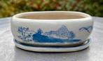 Bonsai schaal + onderzetter gedecoreerd porselein., Tuin en Terras, Overige materialen, Ophalen of Verzenden, Zo goed als nieuw