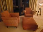 2 fauteuils warm oraje met voetkussen warm bordeaux, Huis en Inrichting, Fauteuils, Ophalen, Gebruikt, 75 tot 100 cm, 75 tot 100 cm