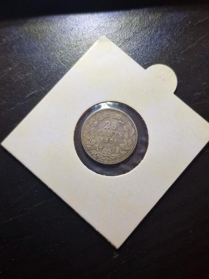Zilveren 25 cent 1901, Postzegels en Munten, Munten | Nederland, Losse munt, 25 cent, Koningin Wilhelmina, Zilver, Ophalen of Verzenden