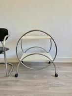 Vintage • Chrome • Bijzettafel • Bar cart, Huis en Inrichting, Tafels | Bijzettafels, Ophalen, Minder dan 55 cm, Metaal of Aluminium