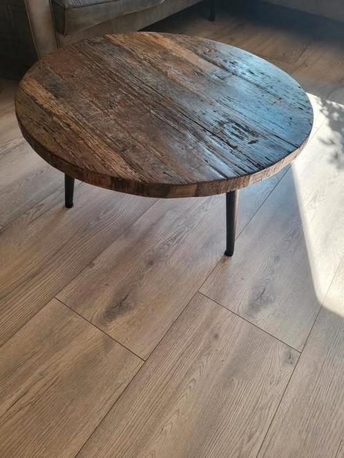 Oud teak ronde salontafel, Huis en Inrichting, Tafels | Salontafels, Zo goed als nieuw, Minder dan 50 cm, 50 tot 100 cm, 50 tot 100 cm