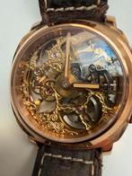 Hommage Panerai rosé skeleton horloge met vintage band, Sieraden, Tassen en Uiterlijk, Horloges | Heren, Overige merken, Leer