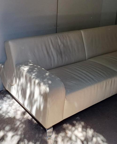 Leolux Bflat bank design leer creme wit, Huis en Inrichting, Slaapkamer | Slaapbanken, Zo goed als nieuw, 200 cm, Tweepersoons