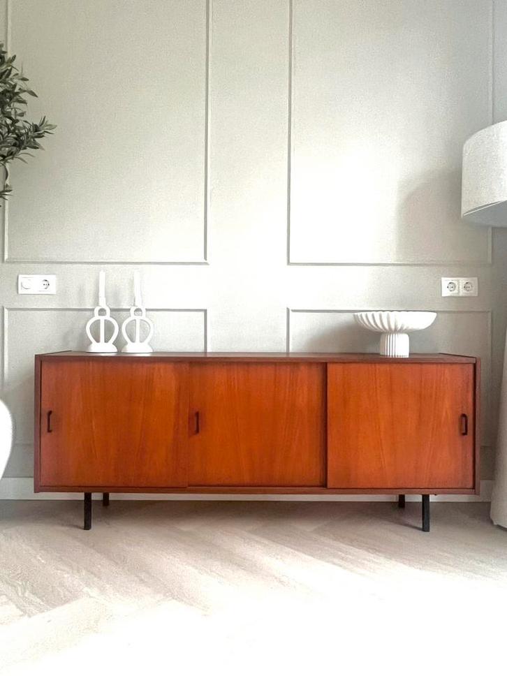 🤎 Vintage retro dressoir lowboard tv kast teak jaren ‘60, Huis en Inrichting, Kasten | Dressoirs, Zo goed als nieuw, 150 tot 200 cm