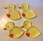 4 Leuke gele eendjes schaaltjes porselein/aardewerk