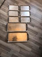 Zilveren Geborsteld Dienbladen Set henna bhoja kado dienblad, Ophalen of Verzenden, Gebruikt, Rechthoekig, Metaal