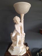 oude albaster tafellamp meisje met kat, Antiek en Kunst, Ophalen