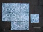 56 antieke wandtegels vierpas, groen decor 15x15cm