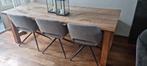 Eikenhouten Tafel met Stoelen en Bankje, Huis en Inrichting, Gebruikt, Eikenhout, 200 cm of meer, Landelijk