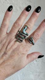 Ringen zilver slang snake, Sieraden, Tassen en Uiterlijk, Ringen, Met edelsteen, Nieuw, Ophalen of Verzenden, 17 tot 18