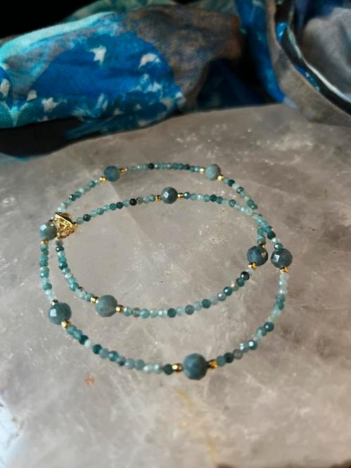 Toermalijn indigoliet healing intuïtie beschermt balans love, Sieraden, Tassen en Uiterlijk, Kettingen, Nieuw, Zilver, Blauw, Met edelsteen