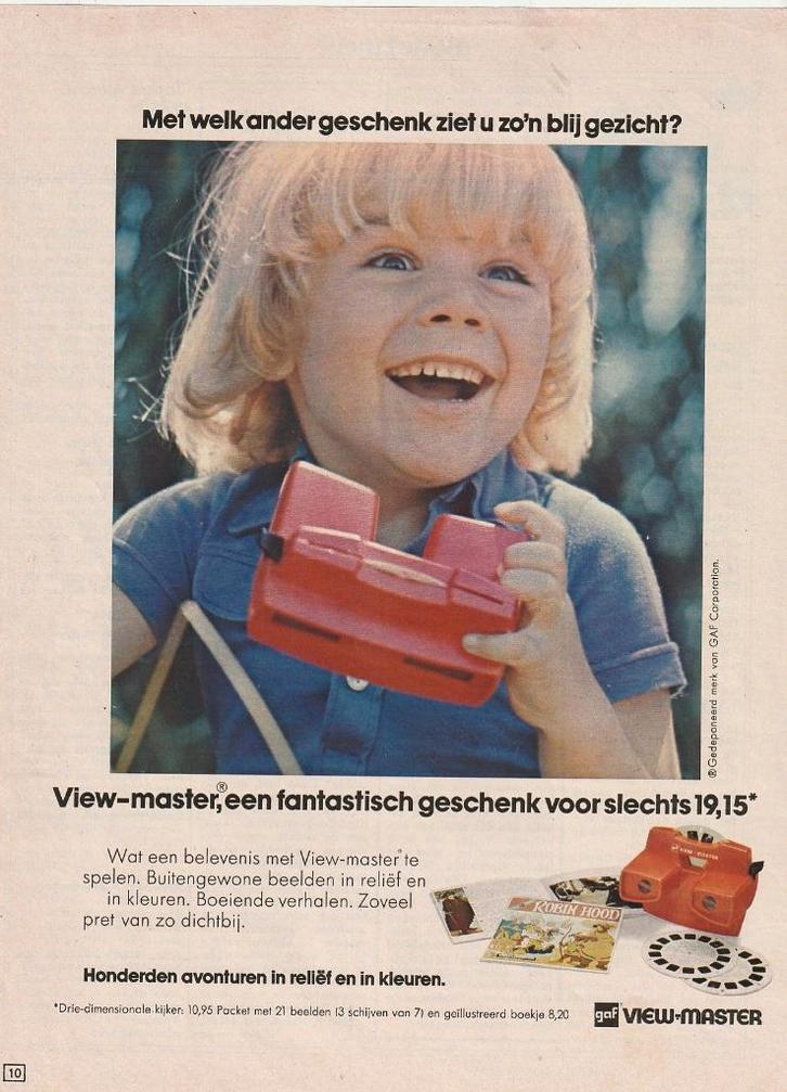 Retro reclame 1974 View-Master speelgoed Robin Hood, Verzamelen, Retro, Overige typen, Verzenden