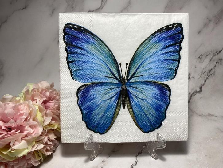 Knutsel servet grote blauwe vlinder decoupage nr 660, Hobby en Vrije tijd, Knutselen, Nieuw, Materiaal, Ophalen of Verzenden