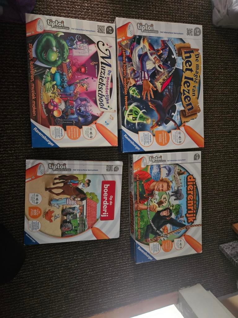 Tiptoi Spellen - Muziekschool, Lezen, Boerderij, Dierenrijk, Ophalen, Gebruikt, Ravensburger, Een of twee spelers