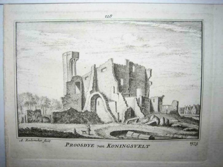 128 / Delft  de Proosdije  Kopergravure 18e Eeuw, Antiek en Kunst, Kunst | Etsen en Gravures, Ophalen of Verzenden