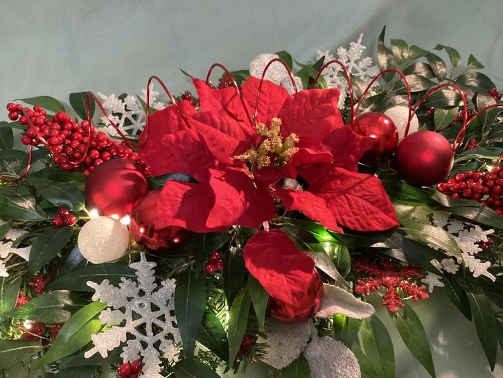 Prachtige kunst kerststuk met verlichting 70 cm, Diversen, Kerst, Nieuw, Ophalen of Verzenden