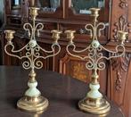 Set Antieke Franse kandelaars messing/marmer, Antiek en Kunst, Ophalen of Verzenden, Koper of Brons