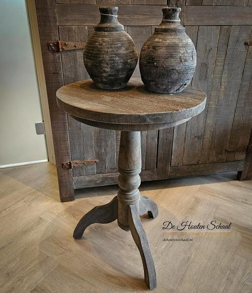 Old Barn Wijntafel Verkrijgbaar in Diameter: 50 en 60, Huis en Inrichting, Tafels | Bijzettafels, Nieuw, Rond, 60 cm of meer, Hout