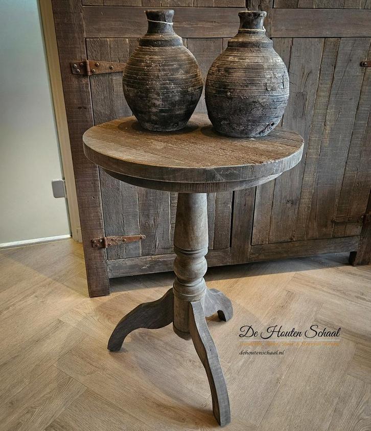 Old Barn Wijntafel Verkrijgbaar in Diameter: 50 en 60, Huis en Inrichting, Tafels | Bijzettafels, Nieuw, Rond, 60 cm of meer, Hout