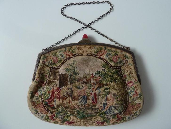 Antiek Weens fijnste petit point tasje, beugel carneool/zilv, Antiek en Kunst, Antiek | Kleding en Accessoires, Dames, Verzenden