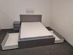 Bed met lades ikea malm 140x200 + nachtkastje en matras, Ikea, 210 cm, Tweepersoons, Zo goed als nieuw