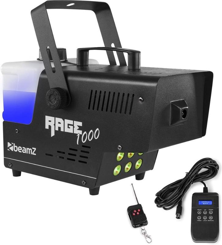 Te huur: Rookmachine met LED 'BeamZ RAGE1000LED' (huren), Hobby en Vrije tijd, Feestartikelen | Verhuur, Zo goed als nieuw, Overige