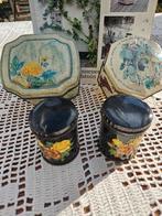 Vintage Bloemen Blikjes - Set van 4, Minder dan 50 cm, Gebruikt, Minder dan 50 cm, Ophalen of Verzenden