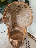 Vintage rotan pauwen stoel, Gebruikt, Bruin, Riet of Rotan, Ophalen of Verzenden