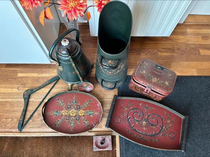 Hindelooper antiek set | prachtig handbeschilderd houtwerk, Antiek en Kunst, Antiek | Woonaccessoires, Ophalen