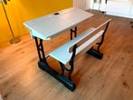 Vintage lessenaar schoolbank bureau, Huis en Inrichting, Bureaus, Ophalen, Gebruikt, Bureau