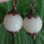 Grote facet Jade oorbellen #1026, Sieraden, Tassen en Uiterlijk, Oorbellen, Hangers, Verzenden, Beige, Nieuw