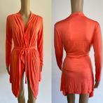 Dames kaftan lange jurk vest oranje jas jasje kimono top S M, Oranje, Ophalen of Verzenden, Zo goed als nieuw, Maat 36 (S)