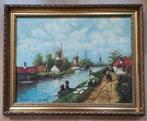 H. Lubbers olieverf gesigneerd.Kleurrijk.Hollands tafereel., Antiek en Kunst, Kunst | Schilderijen | Klassiek, Ophalen of Verzenden
