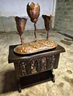 Uniek Brutalistische Lamp  met Koperen Bloemen, Ophalen of Verzenden