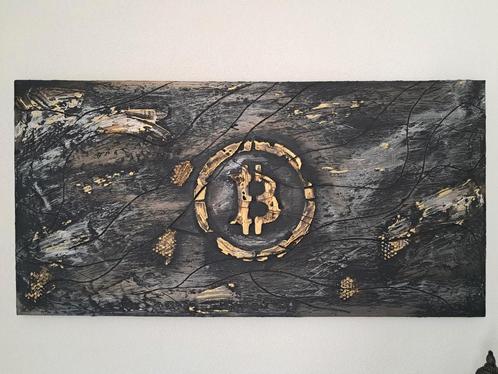 Bitcoin Schilderij op canvas doek met "wallputtie", Antiek en Kunst, Kunst | Schilderijen | Modern, Ophalen of Verzenden