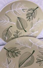 Vintage Ikea diner borden set van 4 groen blad motief, Keramiek, Ophalen of Verzenden, Zo goed als nieuw, Bord(en)