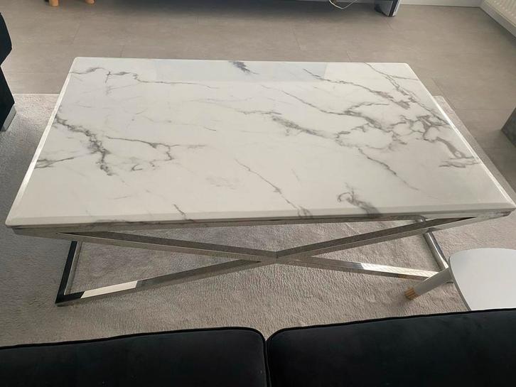 Marmerlook Salontafel - Stijlvol Design, Huis en Inrichting, Tafels | Salontafels, Zo goed als nieuw, Minder dan 50 cm, 50 tot 100 cm