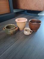 Vintage bloempotten in bruin, beige en groen, Tuin en Terras, Bloempotten, Ophalen, Rond, Binnen, Zo goed als nieuw