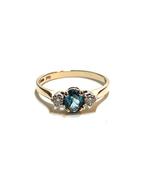 14k gouden ring met topaas en diamant, -, -, Ophalen of Verzenden, Zo goed als nieuw