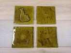 4 Groene tegeltjes uit Italië , 1 met vis, Antiek en Kunst, Ophalen of Verzenden