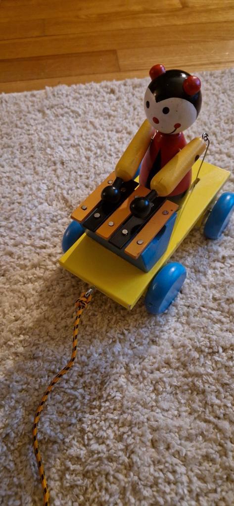 Houten trekpop met xylofoon vintage, Kinderen en Baby's, Speelgoed | Houten speelgoed, Gebruikt, Duw- of Trekspeelgoed, Ophalen of Verzenden