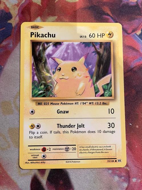 Pokemon PIKACHU non-holo 35/108 (XY; Evolutions), Hobby en Vrije tijd, Verzamelkaartspellen | Pokémon, Zo goed als nieuw, Losse kaart