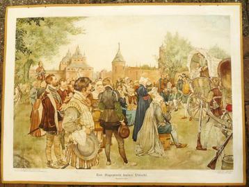 Oude schoolplaat van 1920 met een Hagepreek bij Utrecht beschikbaar voor biedingen