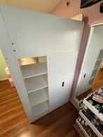 Hoogslaper wit met roze bureaulades, Ophalen, Gebruikt, Eenpersoons, 90 cm