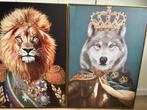 Majestueuze Wanddecoratie – Koning Leeuw & Wolf, Ophalen, Zo goed als nieuw, Dier of Natuur