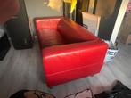 Rode leren bank, Huis en Inrichting, Ophalen, Zo goed als nieuw, 75 tot 100 cm